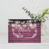 Carte de détails du Mariage Rustic Red Wood String (Debout devant)
