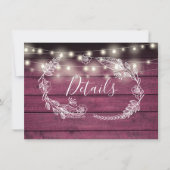 Carte de détails du Mariage Rustic Red Wood String (Devant)