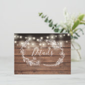 Carte de détails du Mariage Rustic Wood String Lig (Debout devant)