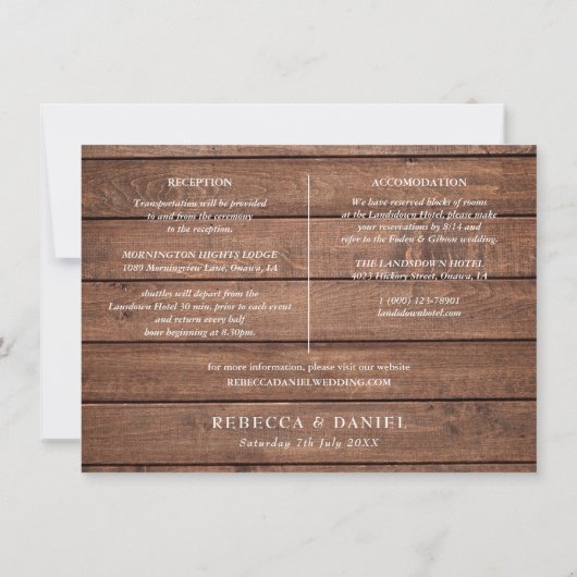 Carte de détails du Mariage Rustic Wood String Lig (Dos)