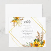 Carte de détails du Mariage rustique de tournesol  (Devant / Derrière)