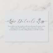 Carte de détails du Mariage Silver Blue Floral (Devant)