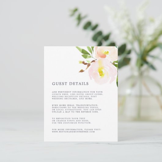Carte de détails du Mariage Spring Blush (Debout devant)