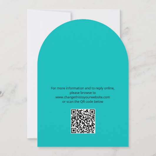 Carte de détails du Mariage Turquoise du code QR (Dos)