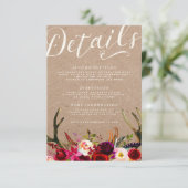 CARTE DE DÉTAILS | Élégant Boho Floral Rustique An (Debout devant)