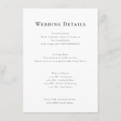 CARTE DE DÉTAILS ÉLÉGANTE POUR MARIAGE MINIMAL (Devant)
