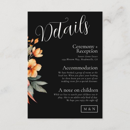 Carte de détails floraux Boho foncés (Devant)