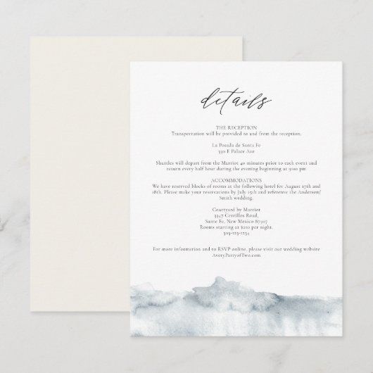 Carte de détails Gray Watercolor Splash Philadelph (Devant / Derrière)