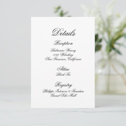 Carte de détails mariage (Debout devant)