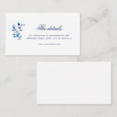 Carte de détails mariage bleu et blanc (Devant / Derrière)