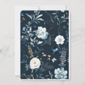 Carte de détails Mariage bleu et or Marine (Dos)