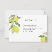 Carte de détails Mariage citrons d'été (Devant)