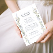 Carte de détails mariage couleur bleu aquarelle fl