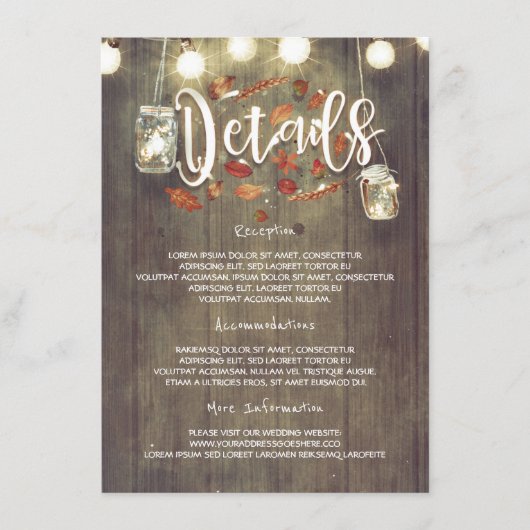 Carte de détails mariage de automne (Devant)