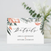 Carte de détails mariage du feuillage tropical ver (Debout devant)