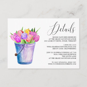 Carte de détails Mariage du seau de tulipes à fleu