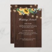 carte de détails mariage en bois rustique (Devant / Derrière)