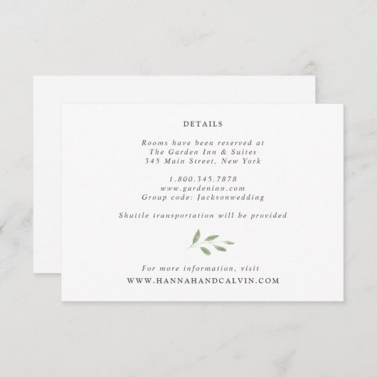 Carte de détails Mariage Eucalyptus (Devant / Derrière)