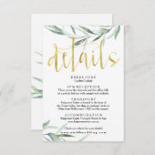 Carte de détails Mariage Eucalyptus Gold (Devant / Derrière)