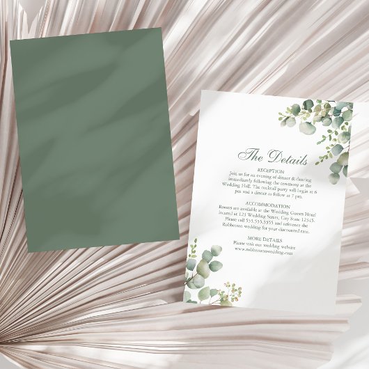 Carte de détails Mariage Eucalyptus Green Modern