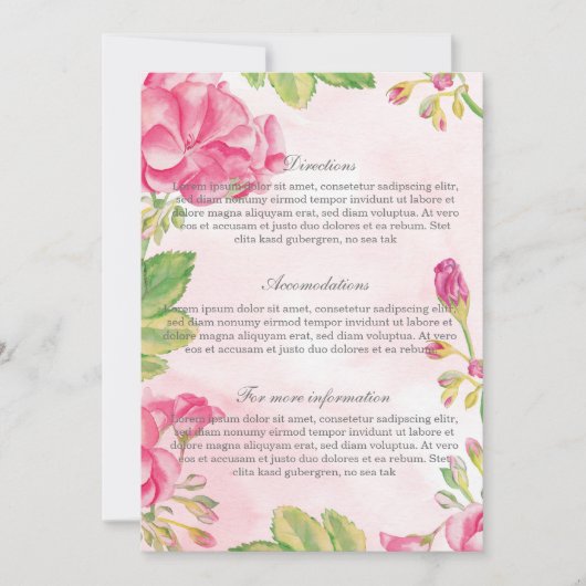 Carte de détails Mariage Fleurs d'été (Devant)