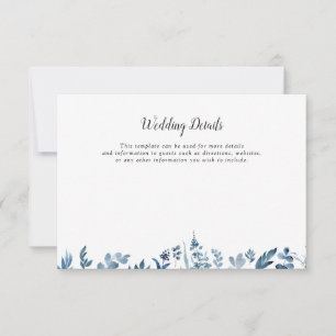 carte de détails mariage floral bleu poussiéreux