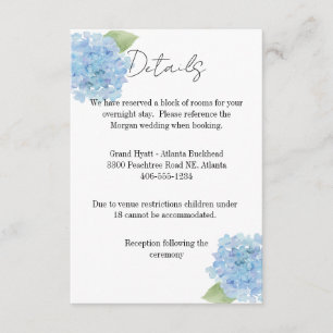 Carte de détails Mariage Hydrangea