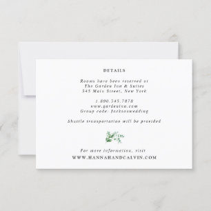 Carte de détails Mariage Hydrangea et Eucalyptus