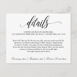 Carte de détails mariage Luxe Calligraphie (Noir