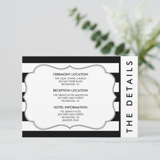 Carte de détails Mariage moderne en bande noire et (Debout devant)