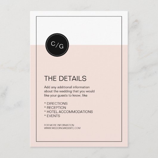 Carte de détails mariage moderne modifiable en cou (Devant)