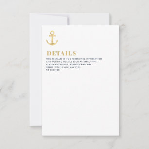 carte de détails mariage nautique moderne