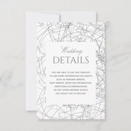 Carte de détails Mariage noir et blanc (Devant)