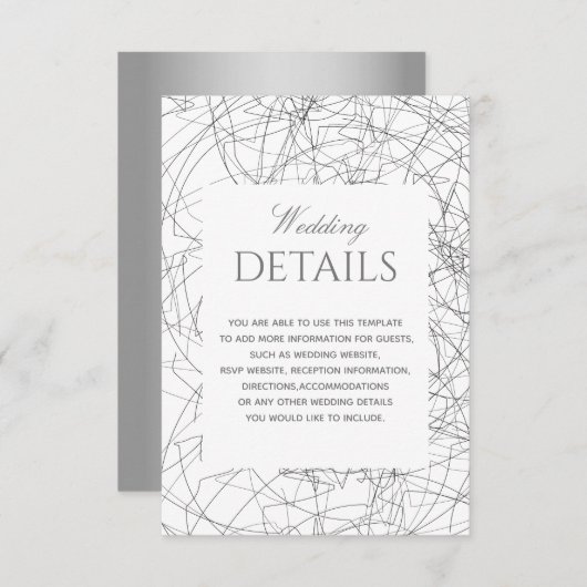Carte de détails Mariage noir et blanc (Devant / Derrière)