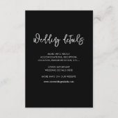 Carte de détails mariage noir moderne contemporain (Devant)