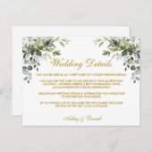Carte de détails Mariage or Watercolor Greenery (Devant / Derrière)
