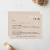Carte de détails mariage | RSVP, Hôtel, Transports (Devant/Arrière en situation)