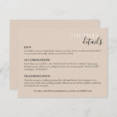 Carte de détails mariage | RSVP, Hôtel, Transports (Devant / Derrière)
