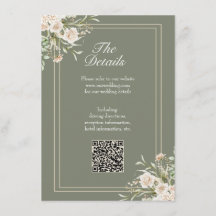 Carte de détails Mariage Sage Green - élégant code