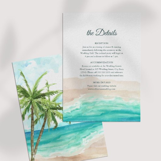 Carte de détails Mariage Tropical Beach and Palm T