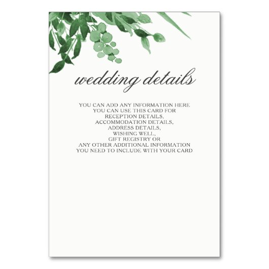carte de détails mariage verdure (Par défaut)