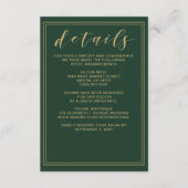 Carte de détails Mariage vert et or (Devant)