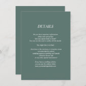 Carte de détails mariage vert foncé (Devant / Derrière)