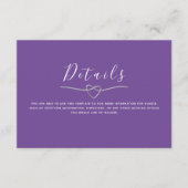 Carte de détails Mariage violet moderne (Devant)