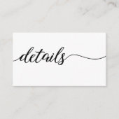 Carte de détails minimaliste du mariage (Devant)