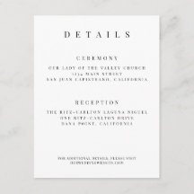 Carte de détails minimaliste pour le Mariage - Per