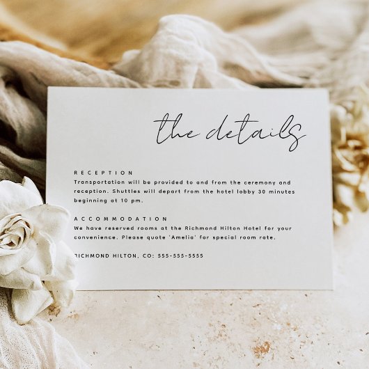 Carte de détails minimaliste simple