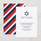 Carte de détails Navy Blue Bar Mitzvah (Devant / Derrière)