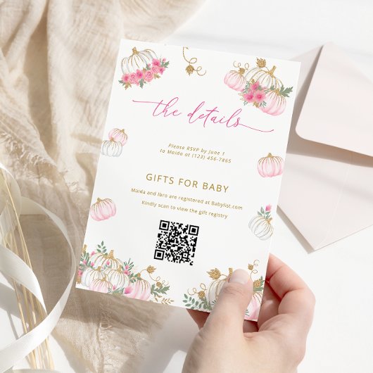 Carte de détails pour Baby Shower sur le thème flo