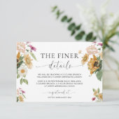 Carte de détails pour la Baby Shower Mews Sunflowe (Debout devant)